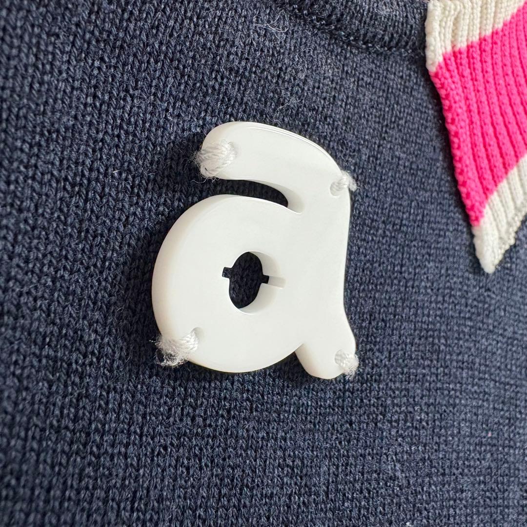archivio✨ノースリーブベスト 36　立体ロゴ　ネイビー　ピンク