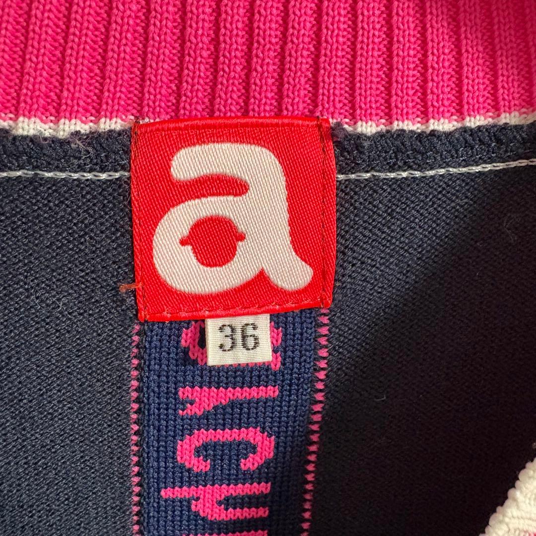 archivio✨ノースリーブベスト 36　立体ロゴ　ネイビー　ピンク