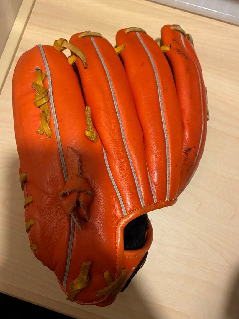 オレンジ色 レザー 野球グローブ Natural Flex ハイゴールド　巳極