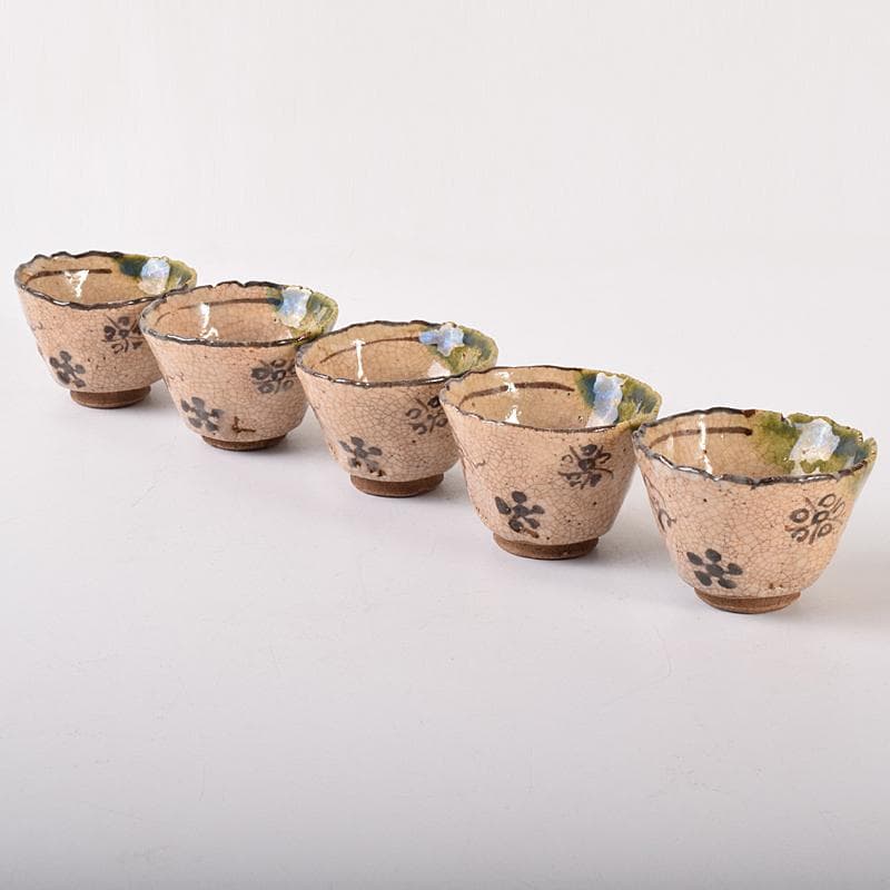 煎茶道具　織部焼　玉露　煎茶器揃　急須　湯冷　茶碗五客　V　R7774