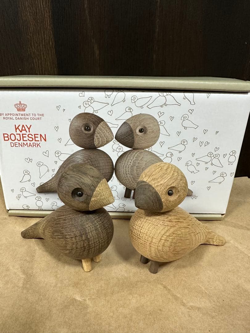 【新品同様/箱あり】カイボイスン　ラブバード　ペア　北欧インテリア　木製
