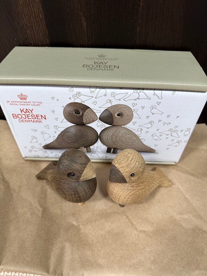 【新品同様/箱あり】カイボイスン　ラブバード　ペア　北欧インテリア　木製