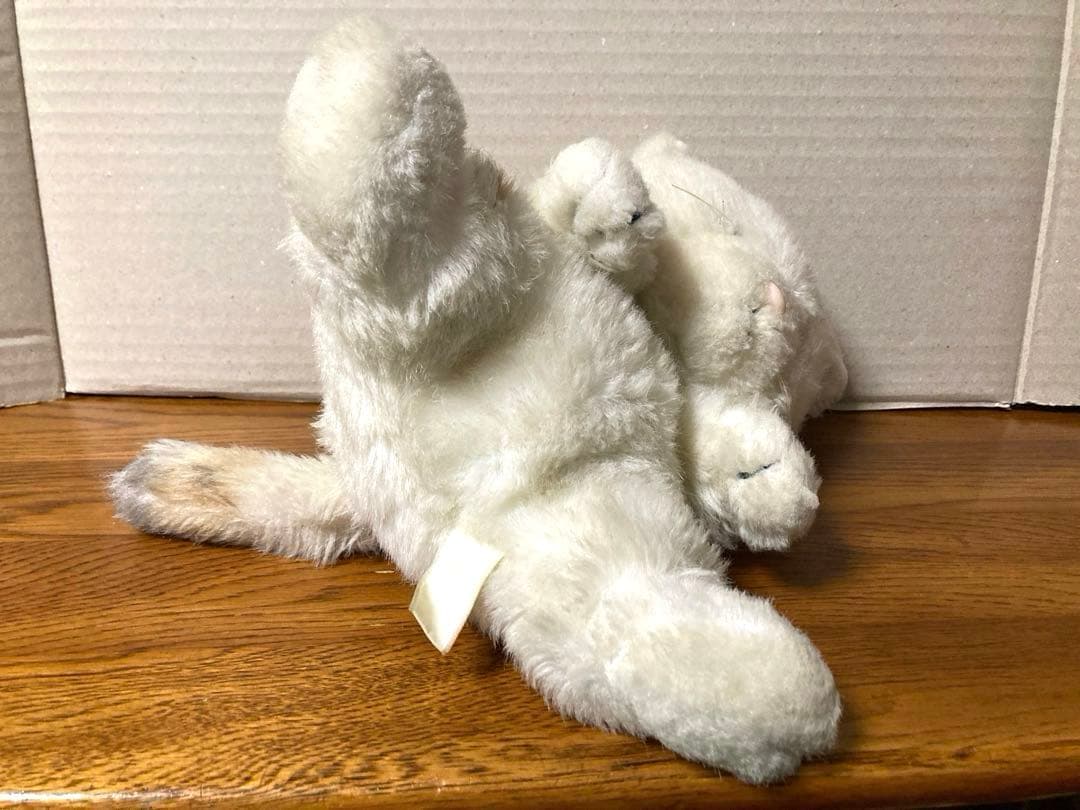 希少 80年代 ビンテージ 白猫 ネコ キャット ぬいぐるみ 人形 昭和 当時物