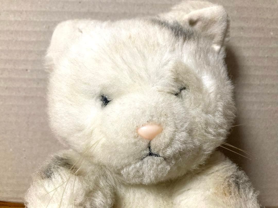 希少 80年代 ビンテージ 白猫 ネコ キャット ぬいぐるみ 人形 昭和 当時物