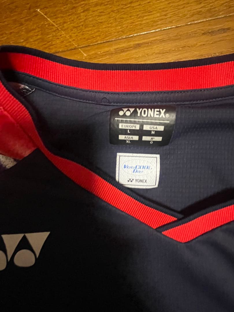 YONEX バドミントン 半袖シャツ XLサイズ ネイビー/レッド