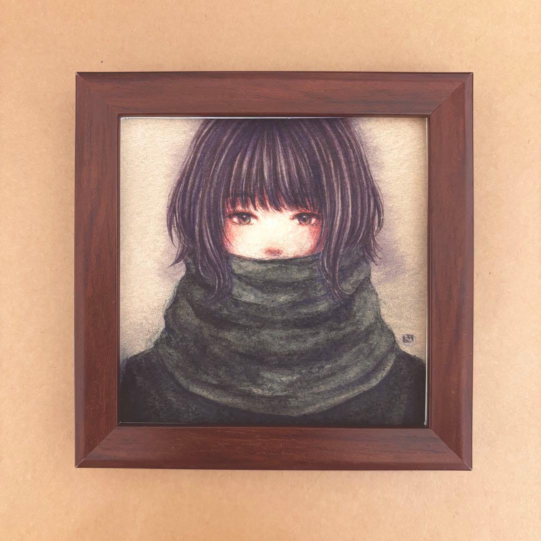 『かくしごと』（手描きイラスト・オリジナル・絵画・水彩画・人物画・原画）