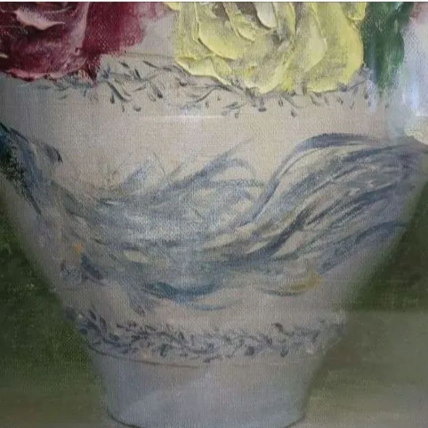 【真作】田河勇造 油彩「薔薇」F8 額装 絵画