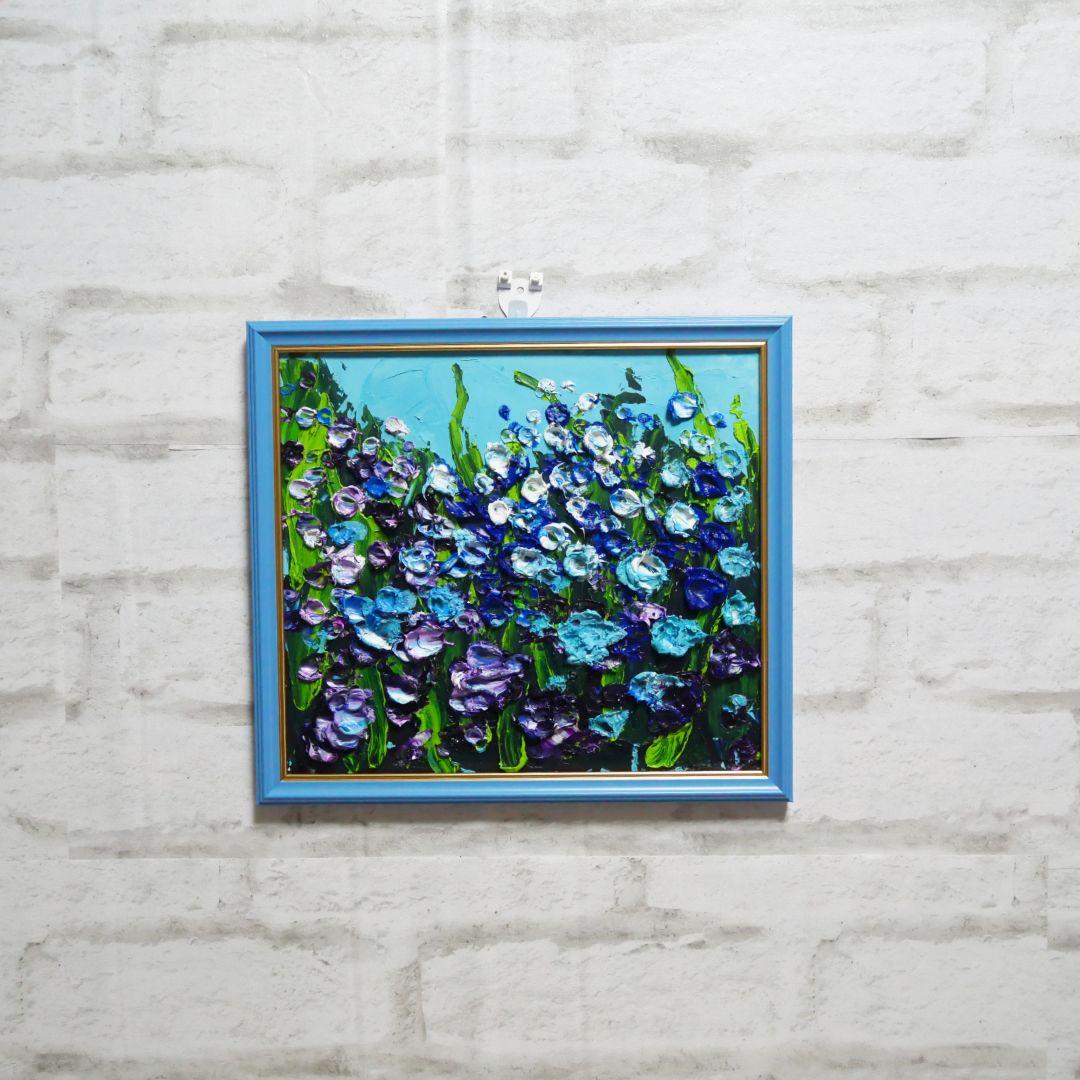 油絵 油彩 油彩画 絵 絵画 【blue flower field】