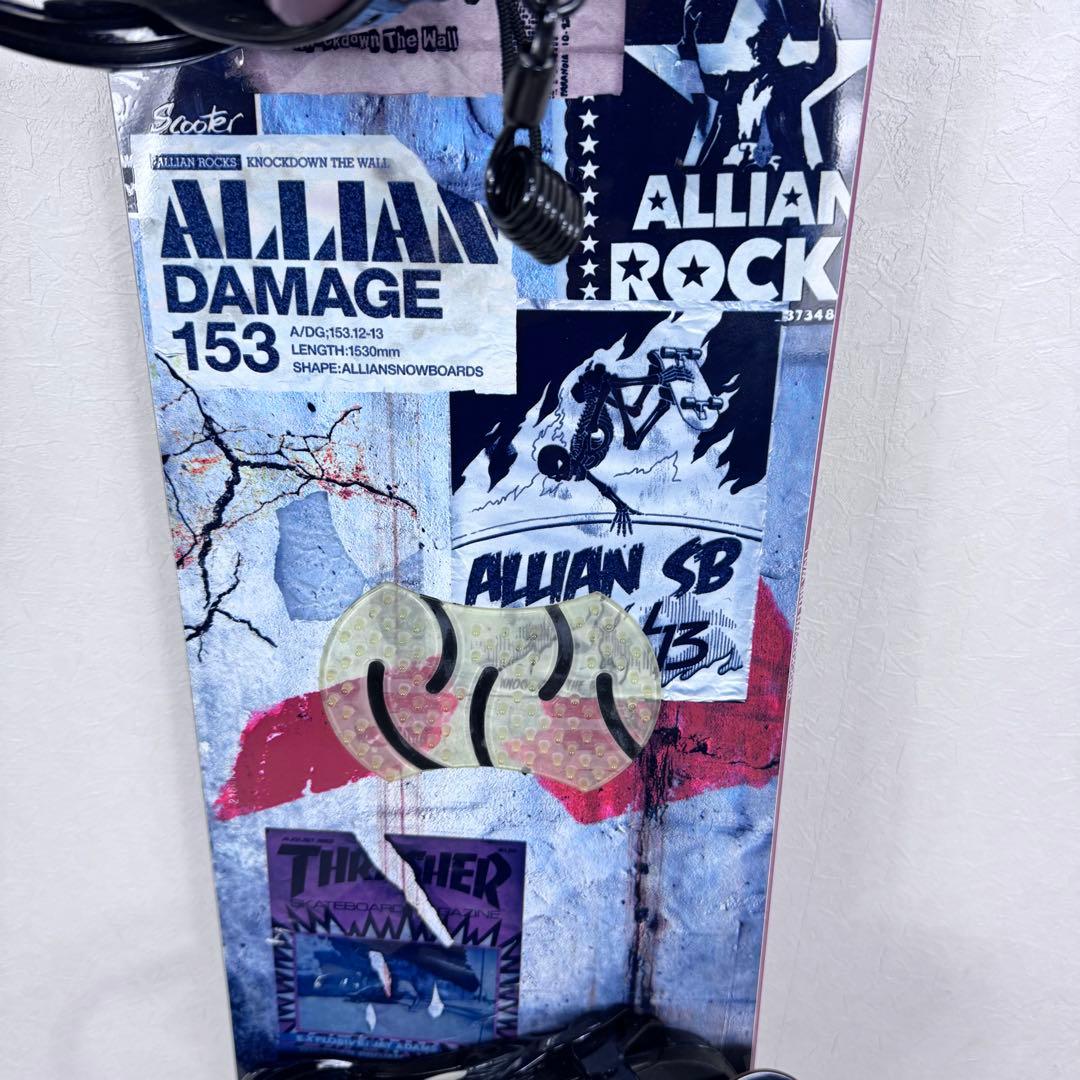 ALLIAN DAMAGE 153cm FLUX GS スノーボードセット