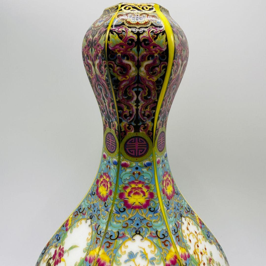 R109 エナメル色蒔絵金花鳥 瓶（かびん）陶磁器 アンティーク