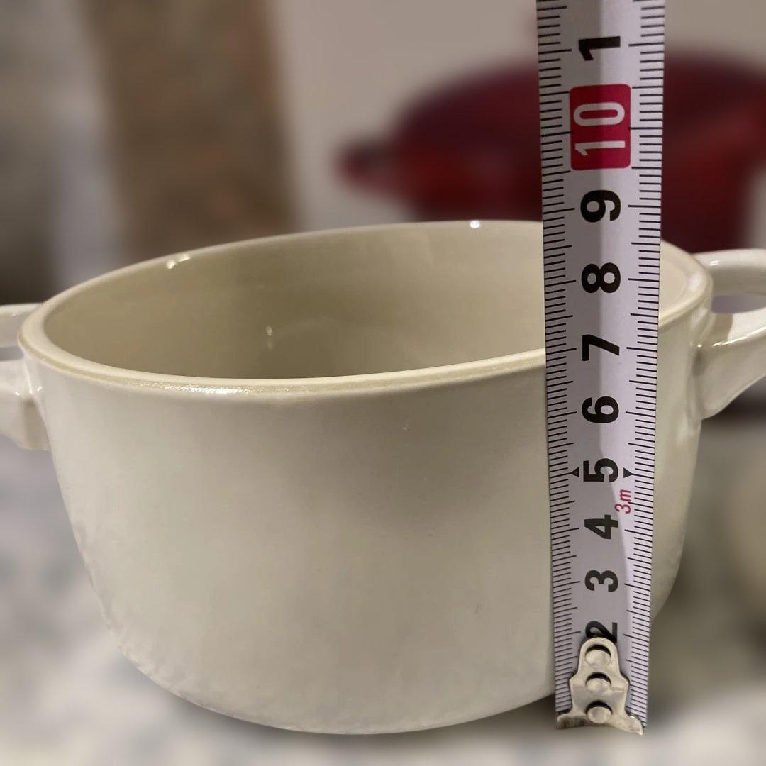 ルクルーゼ　ミニロンドココット　オリーブブランチシリーズ　14cm ホワイト