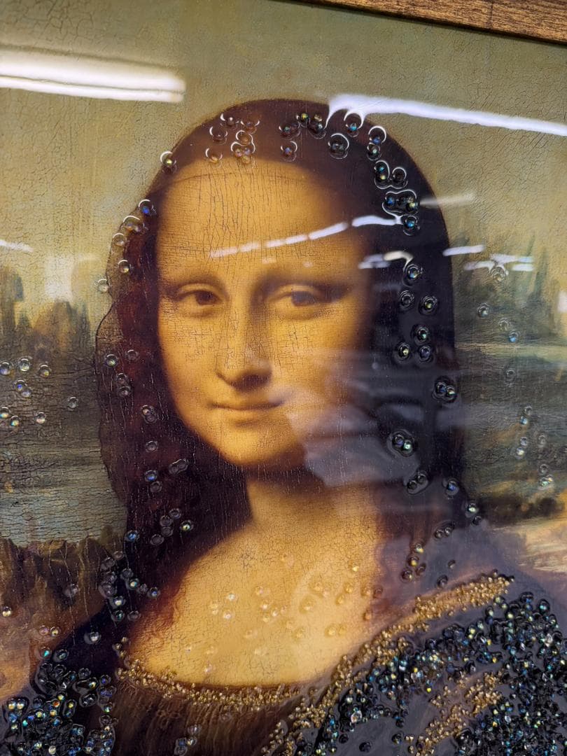 水晶絵　モナリザ　アートパネル　アート　絵画　壁掛　額縁　額絵　名画　レトロ　絵