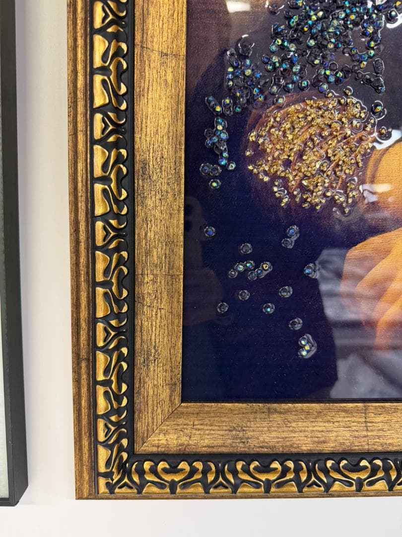 水晶絵　モナリザ　アートパネル　アート　絵画　壁掛　額縁　額絵　名画　レトロ　絵