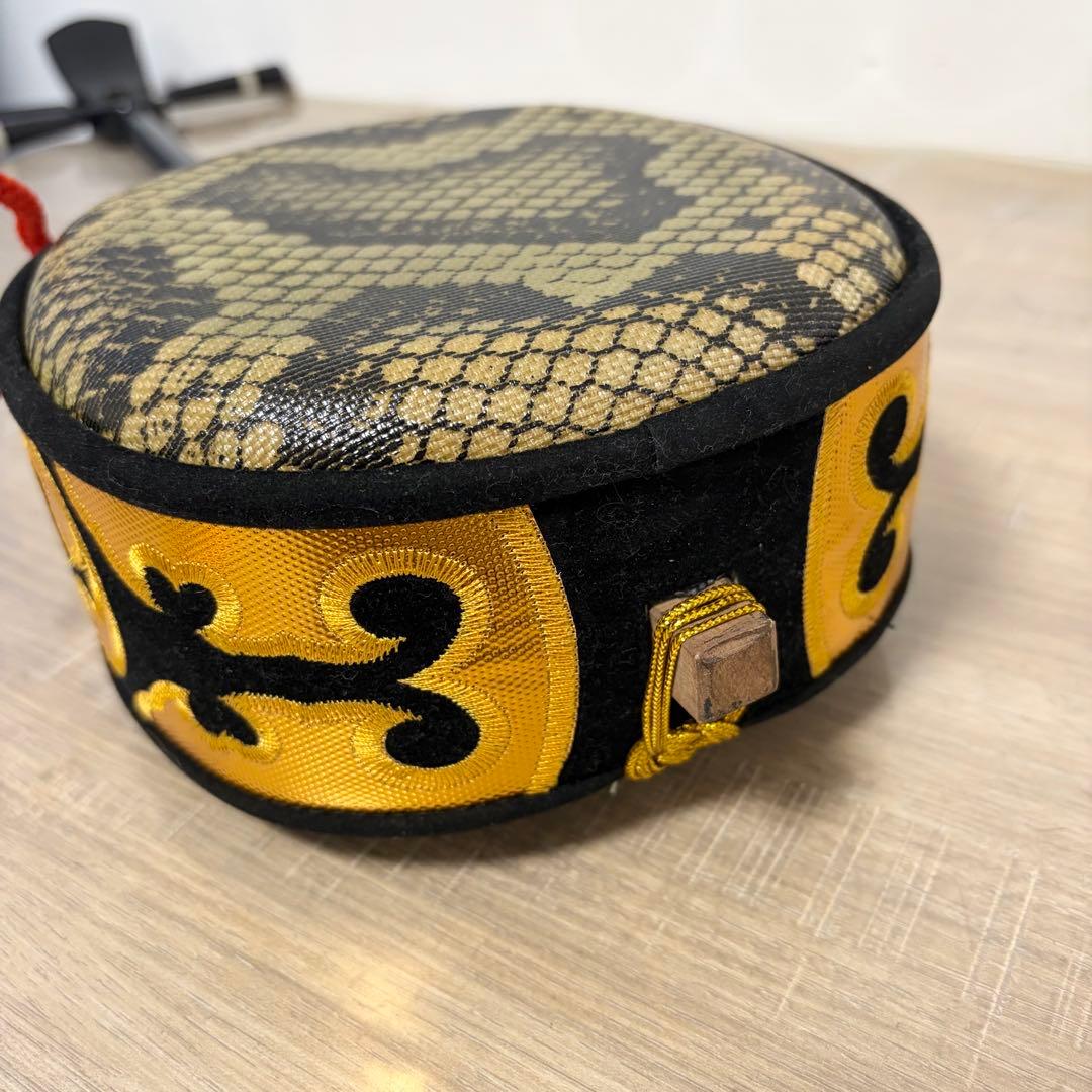 ★美品★ 沖縄三線 蛇柄　人工革　三味線 胴巻き 和楽器