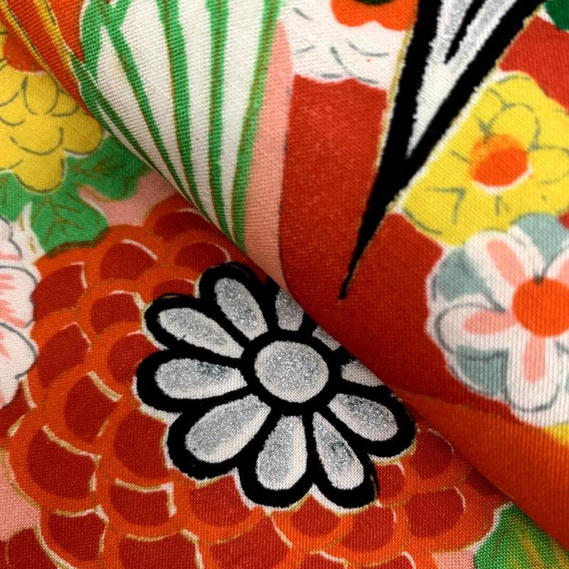 601ag6□七五三 三歳 セミアンティーク女児 着物&帯 鶴 白□美品
