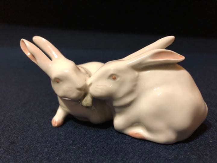 ロイヤルコぺンハーゲン　ペアうさぎ　フィギュリン　専用箱あり