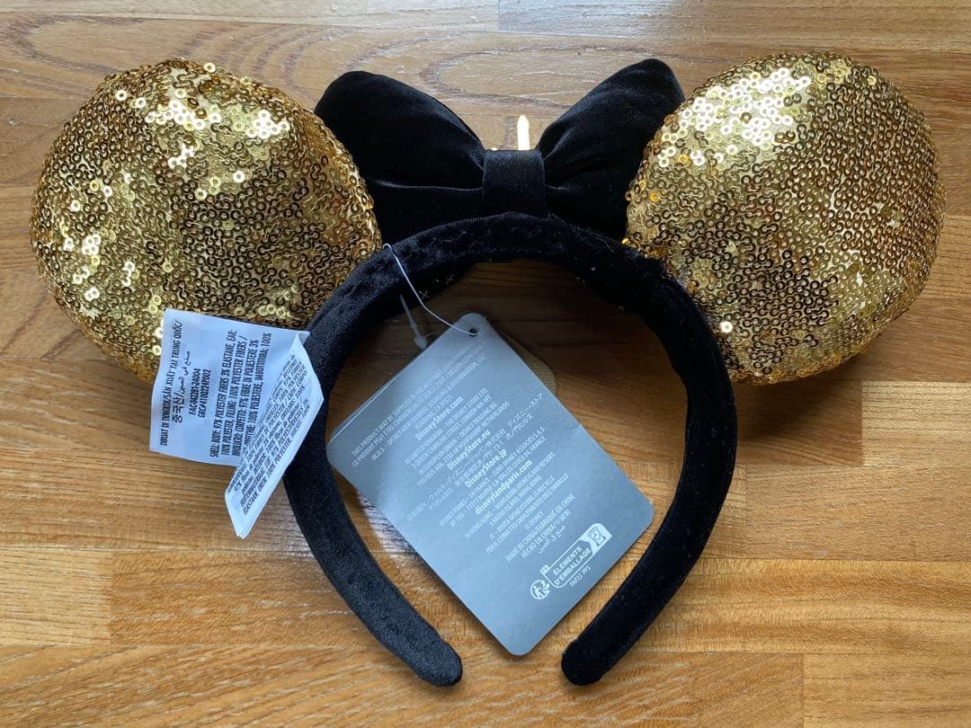 新品 ミニー カチューシャ 黒×ゴールド Disneyland Paris
