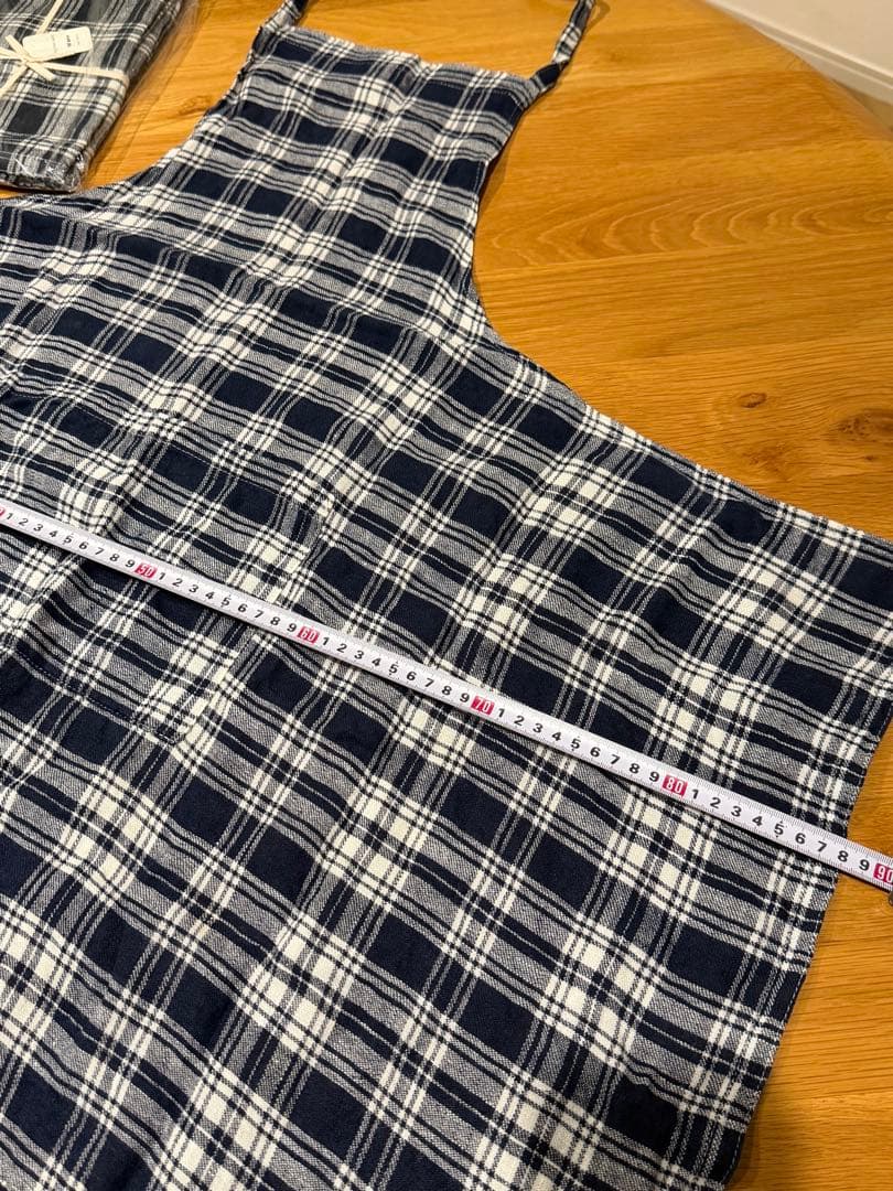 【fog linen work】リネンフルエプロン（ネイビーチェック）2枚セット