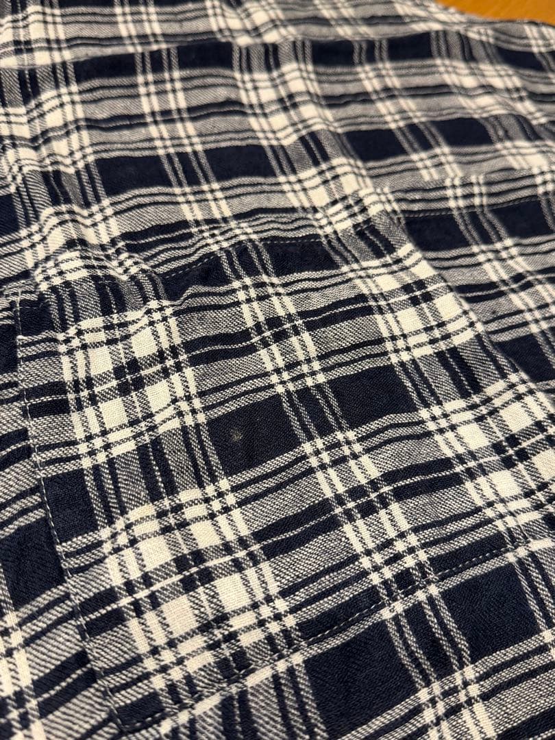 【fog linen work】リネンフルエプロン（ネイビーチェック）2枚セット