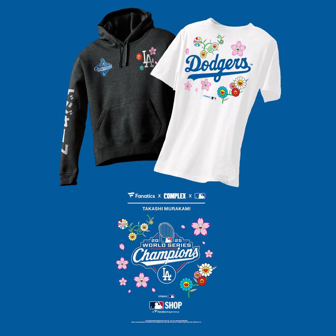 Dodgers ワールドシリーズ優勝花柄 パーカー　XL 村上隆コラボ　グレー