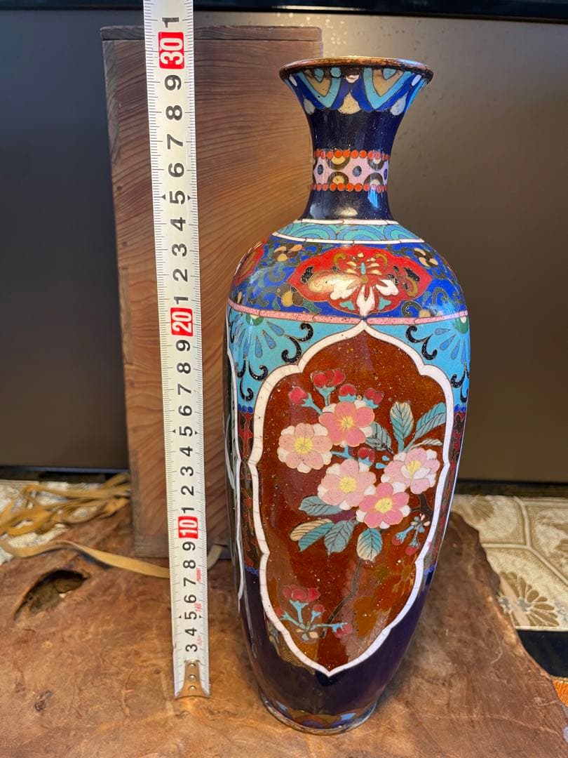 七宝焼花瓶，中国，清時代，骨董，インテリア，掐丝珐琅，明治，中国七宝焼
