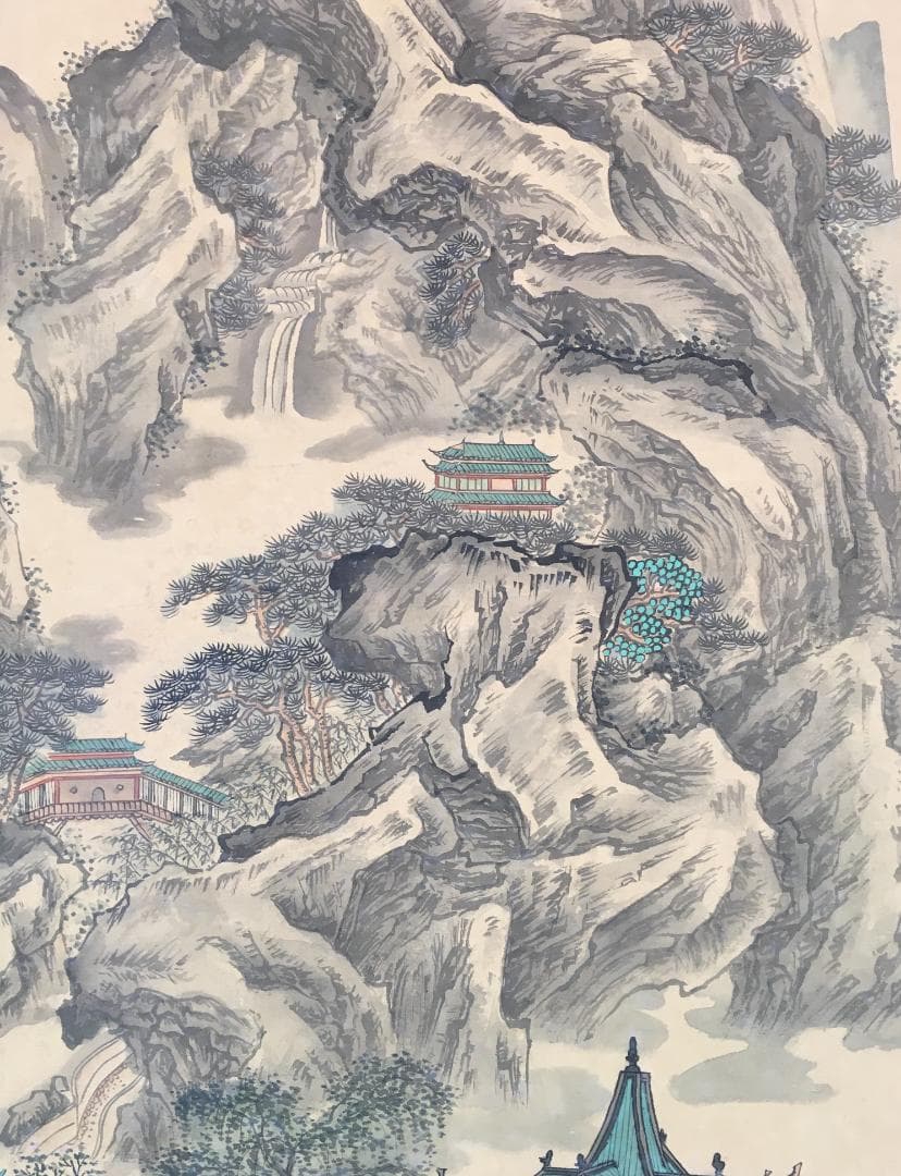 大迫力！[新誠(蘆非)・阿房宮図・大幅]／中国字画／中国の方必見