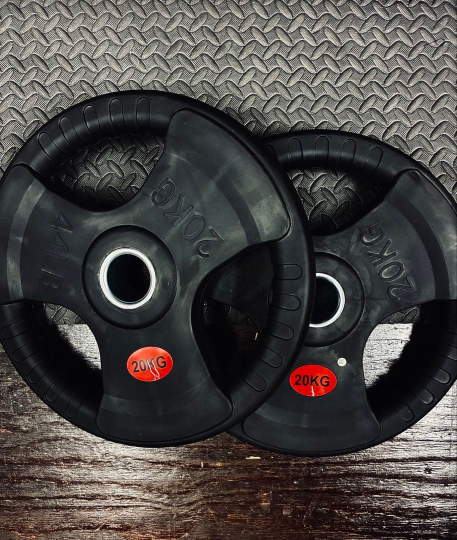 【破格】ラバー製 バーベルプレート 20kg×2枚（径50mm）
