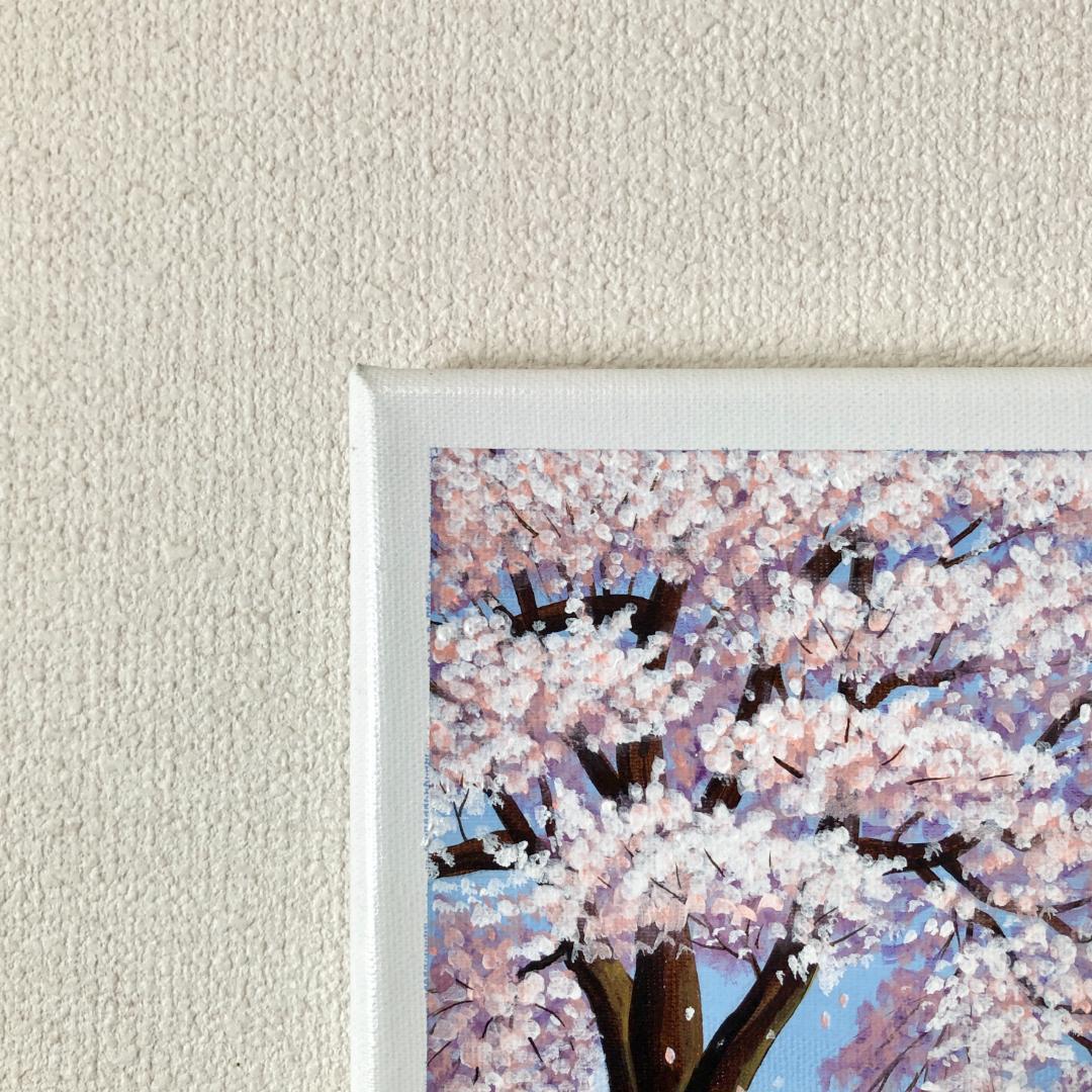 アクリル画　原画　「桜の咲く丘」　SSMサイズ　キャンバス