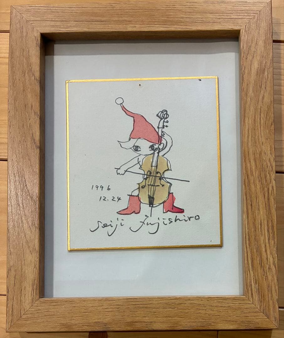 藤城清治　妖精　水彩画　ミニ色紙　直筆画
