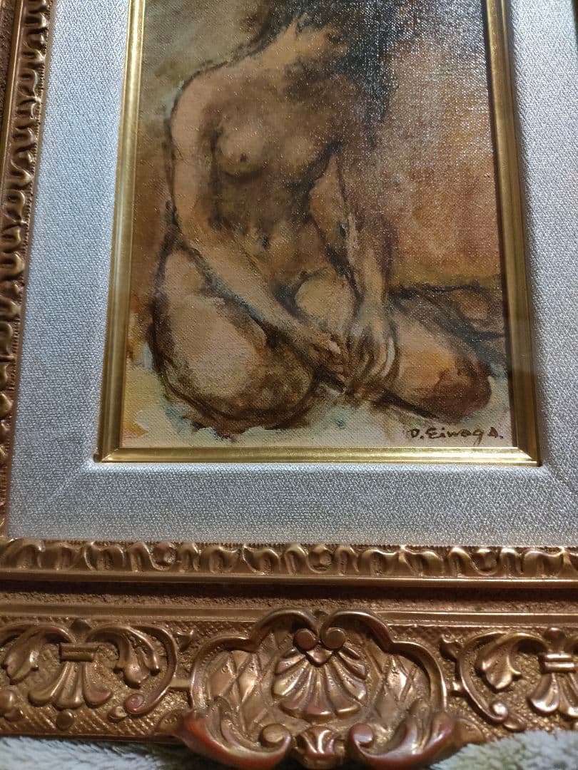 油彩「裸婦坐像」栄永大治良作品　SM