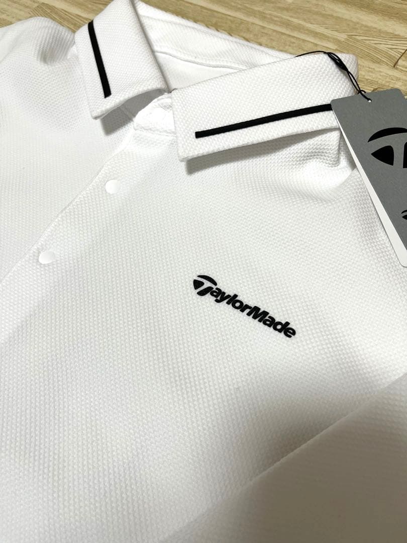新品　TaylorMadeテーラーメイド　長袖ポロシャツ　ホワイト　ゴルフウェア