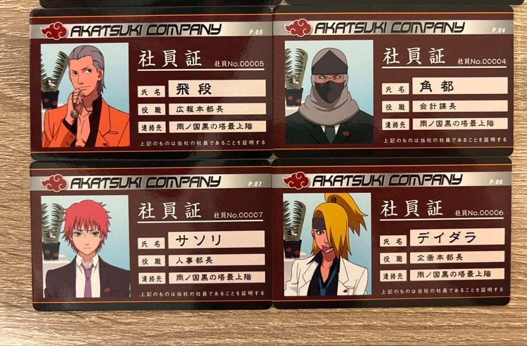 NARUTO 暁カンパニー 社員証 キャラクターカードセット