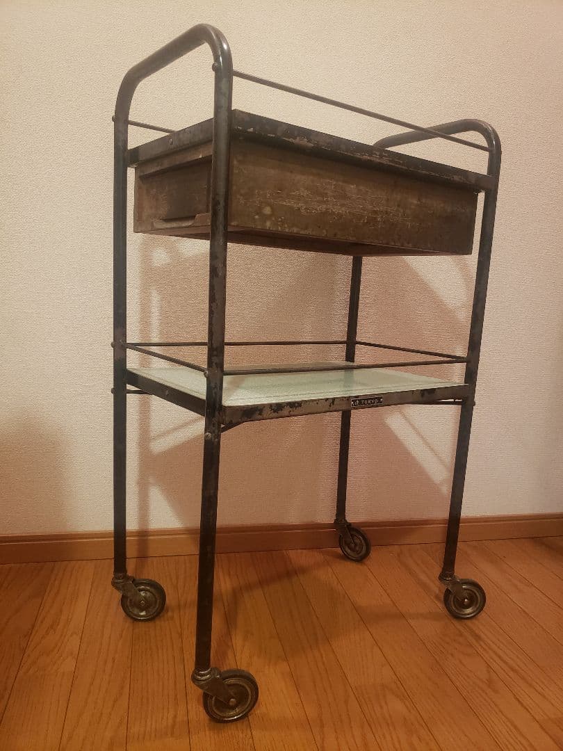 レトロ バーバー ワゴン 理容 美容 多機能 収納カート 古道具 キャスター