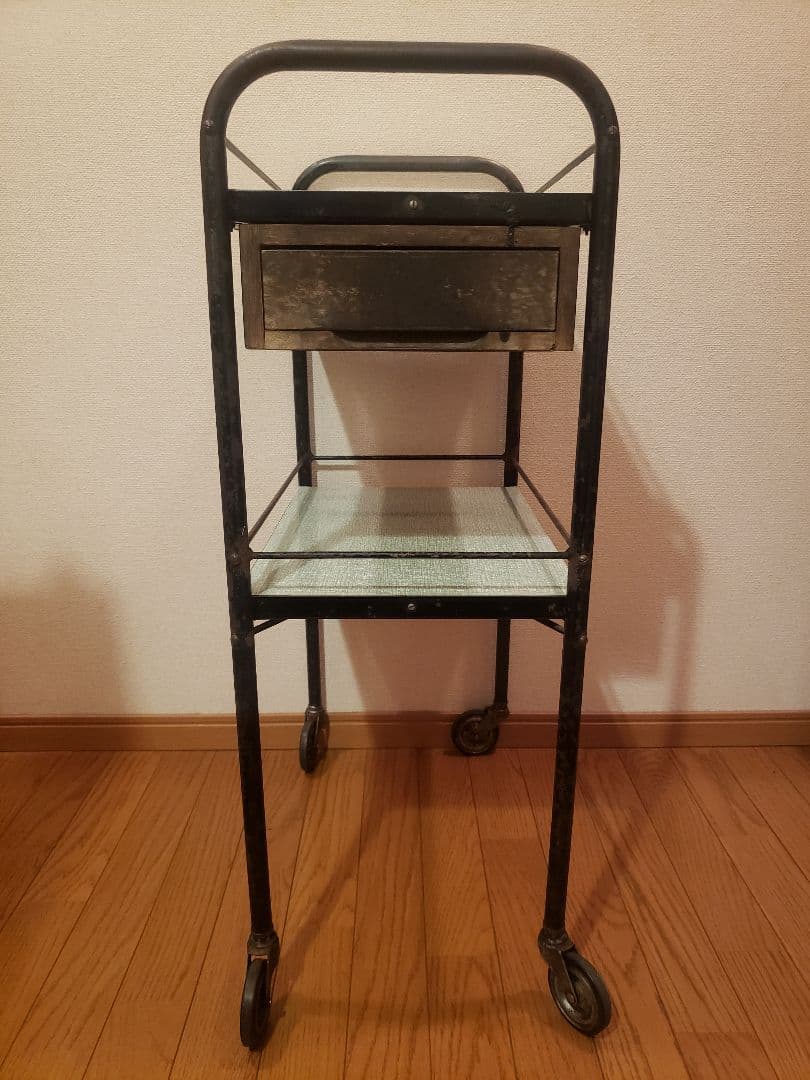 レトロ バーバー ワゴン 理容 美容 多機能 収納カート 古道具 キャスター