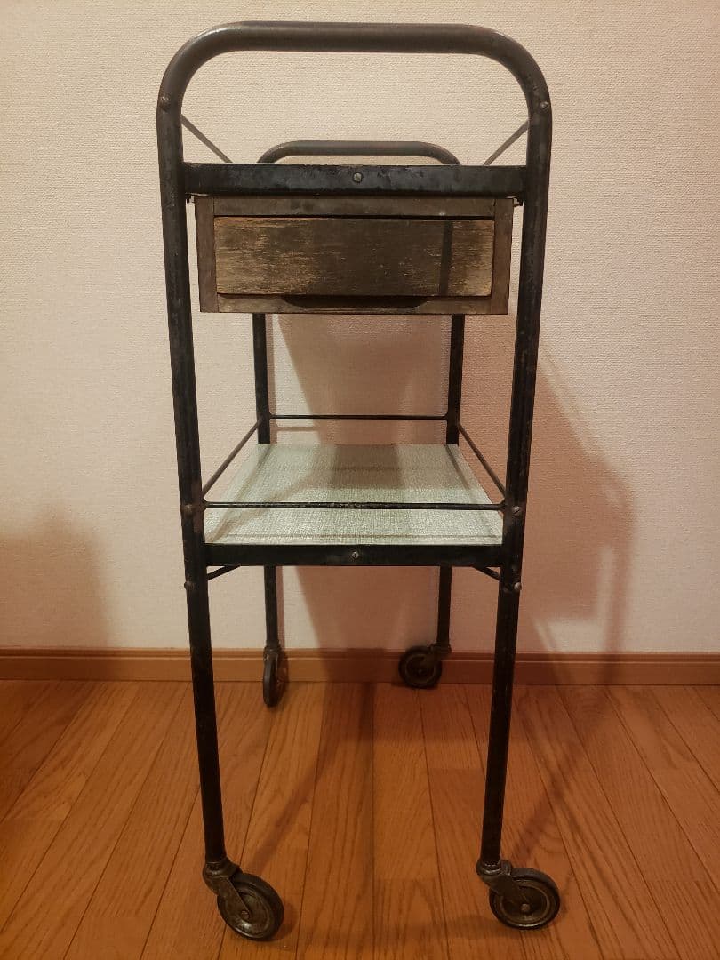 レトロ バーバー ワゴン 理容 美容 多機能 収納カート 古道具 キャスター