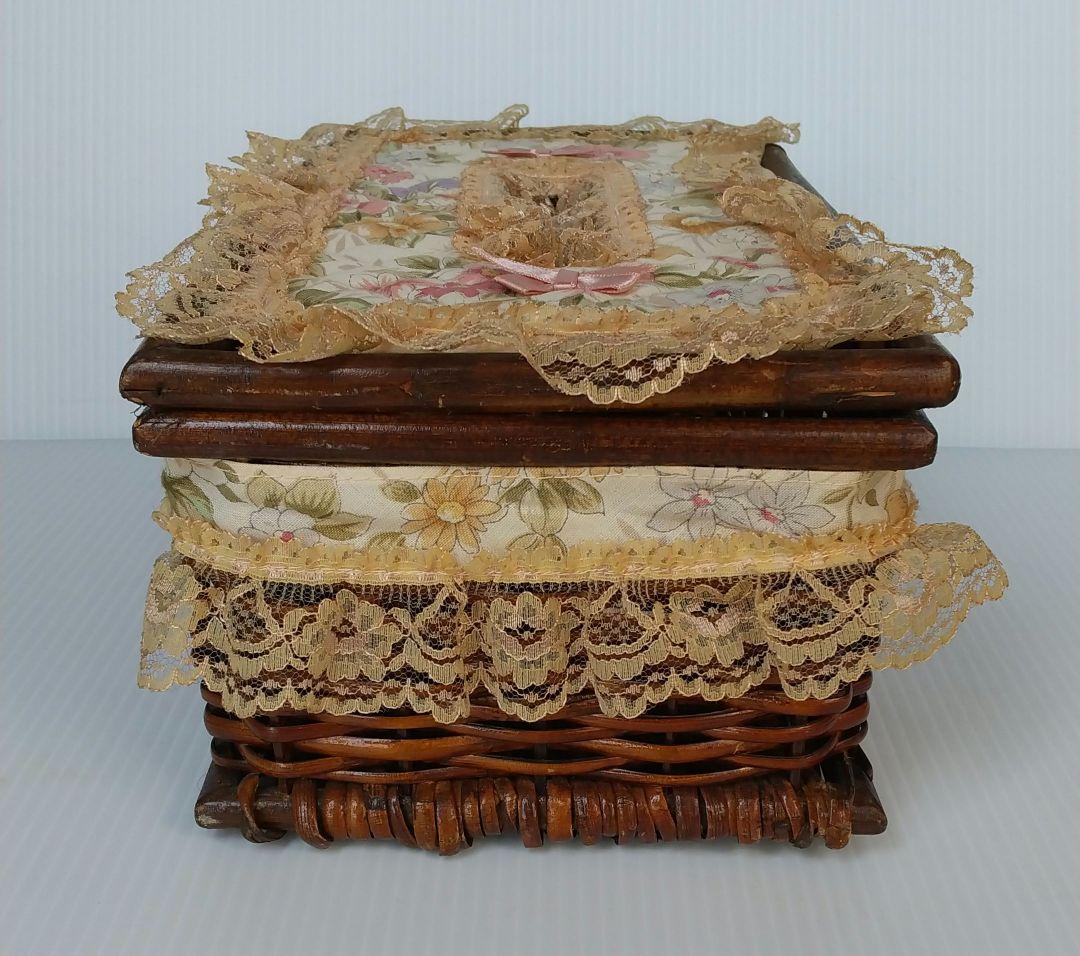 高級 藤製 ティッシュケース 新品 手作り レトロ