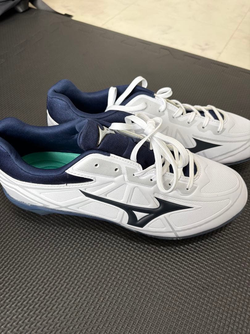Mizuno 野球用スパイク ホワイト/ネイビー 27cm 袋付き