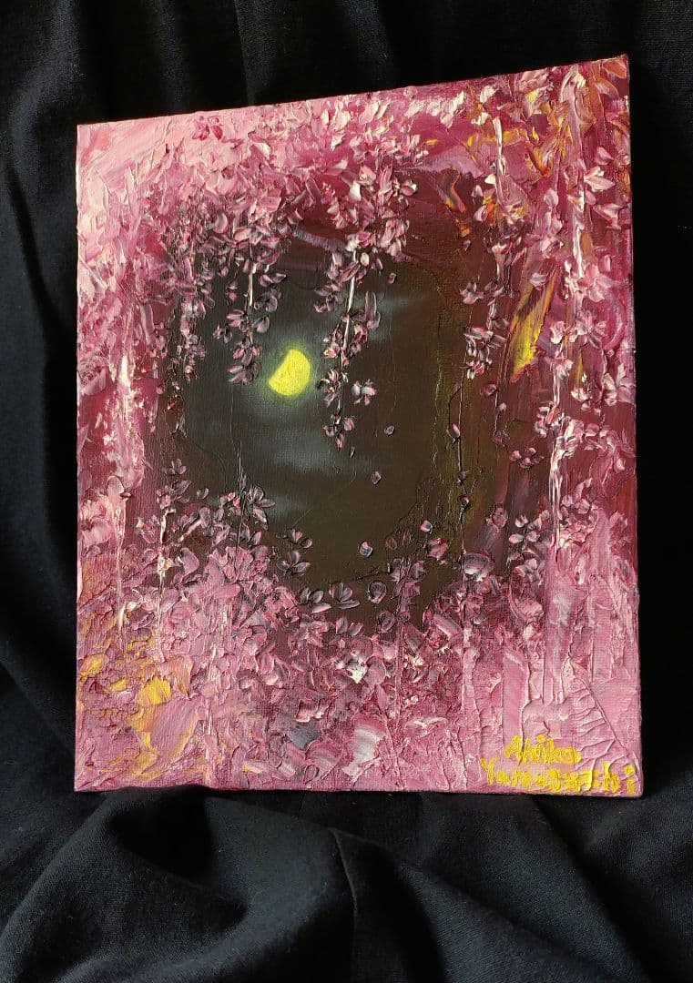 【華間の月】油絵 一点物 原画販売 額縁無し