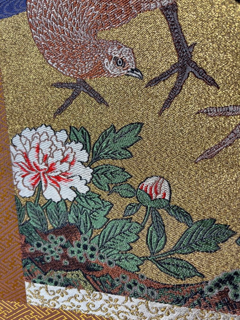 掛軸 狩野山楽「 四季花鳥図、紋織掛軸 」1000