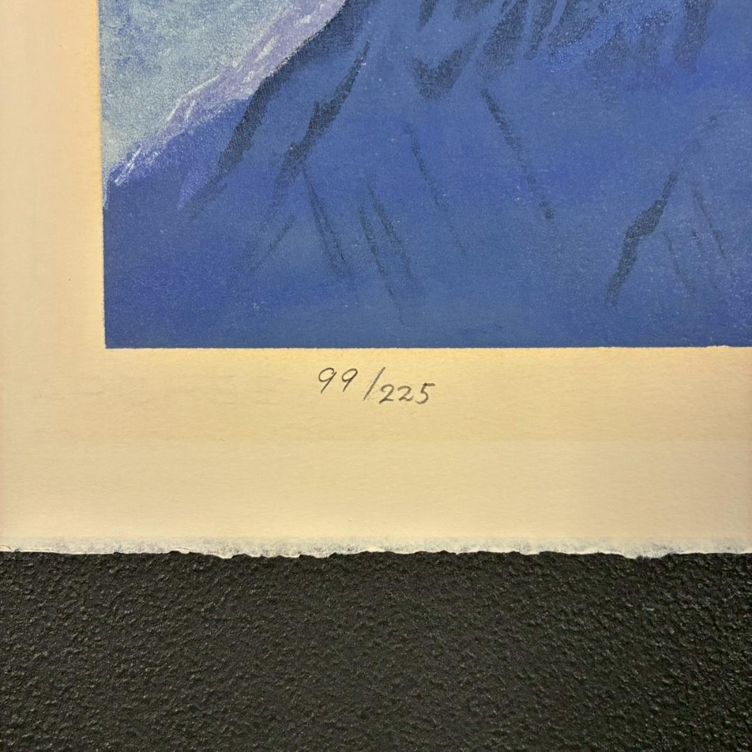 美品 福王寺法林「ヒマラヤの月」リトグラフ 直筆サイン・印章有 額縁入り 風景画