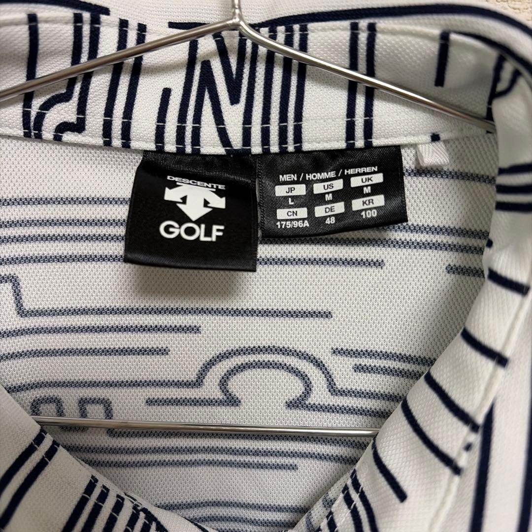 DESCENTE GOLF ストライプポロシャツ Lサイズ