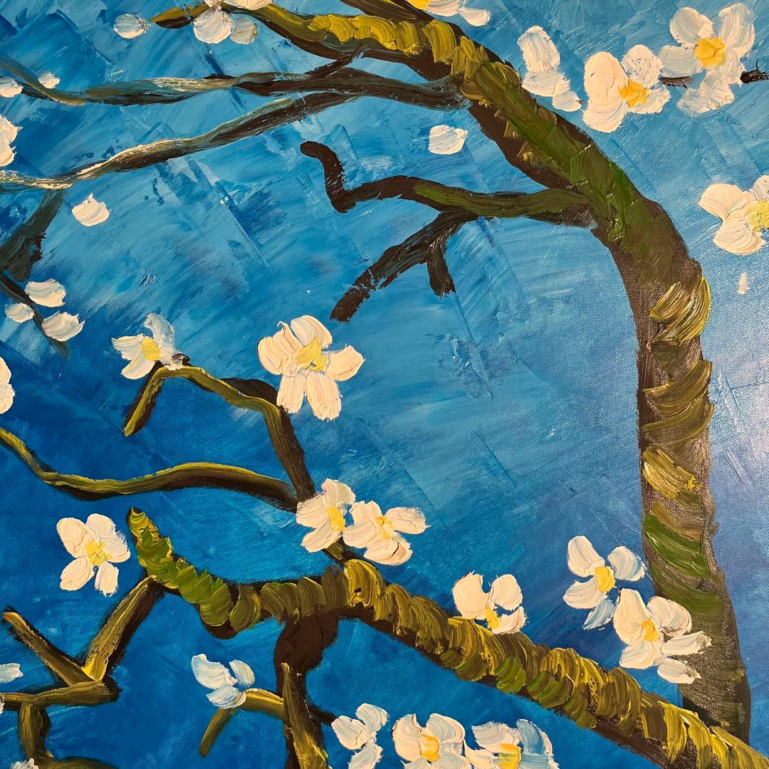 ★特大★ 手書き油絵 ゴッホ 花咲くアーモンドの枝 絵画 インテリア 油彩画