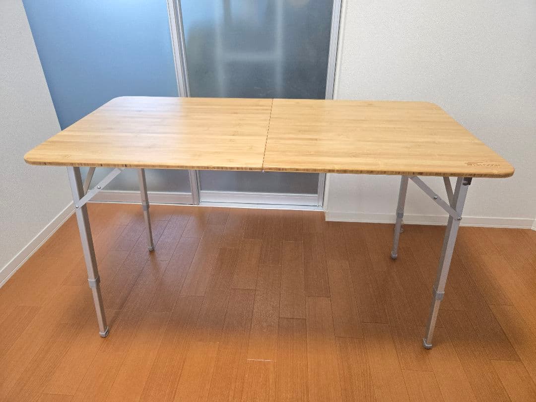 FIELDOOR レジャーテーブル　60cm x 120cm バンブー 2段階