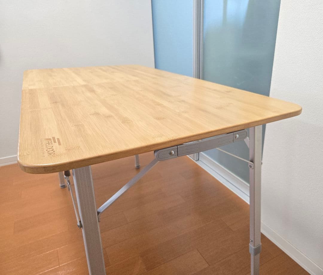 FIELDOOR レジャーテーブル　60cm x 120cm バンブー 2段階