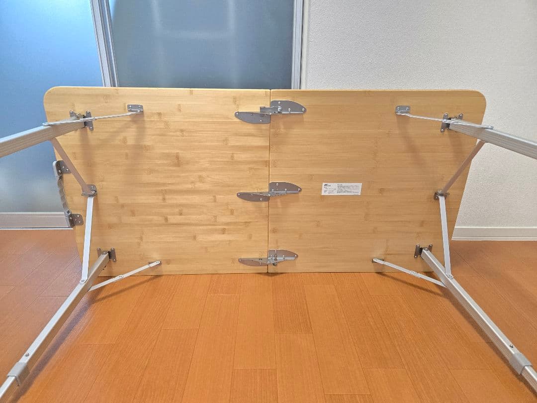 FIELDOOR レジャーテーブル　60cm x 120cm バンブー 2段階