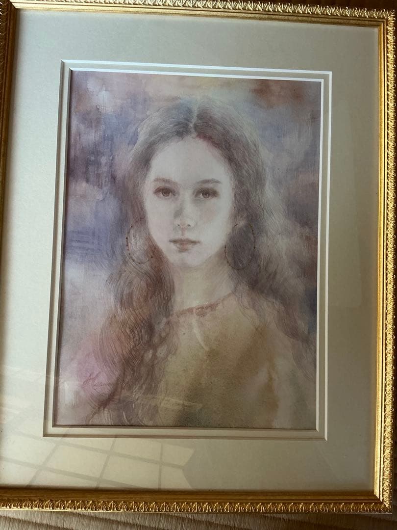 水彩画　金色の風