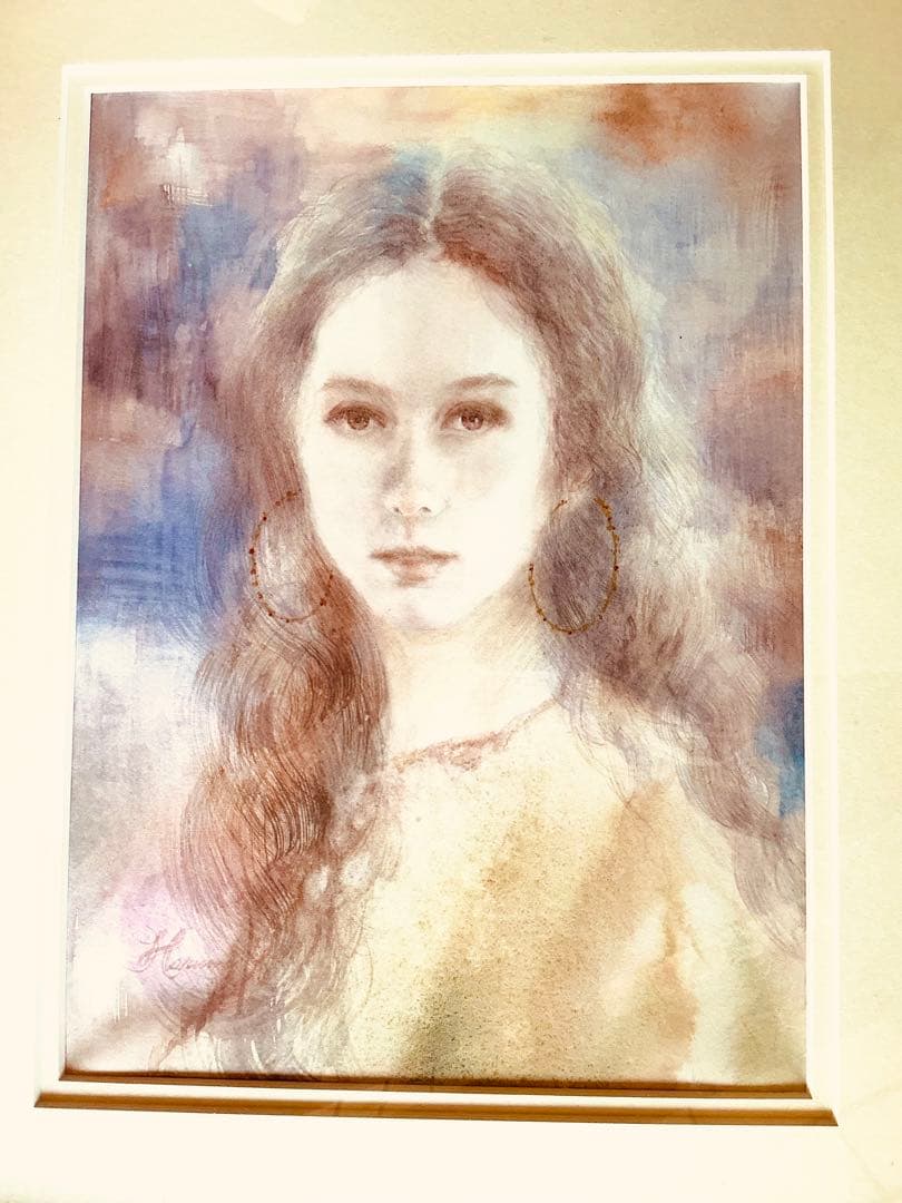 水彩画　金色の風