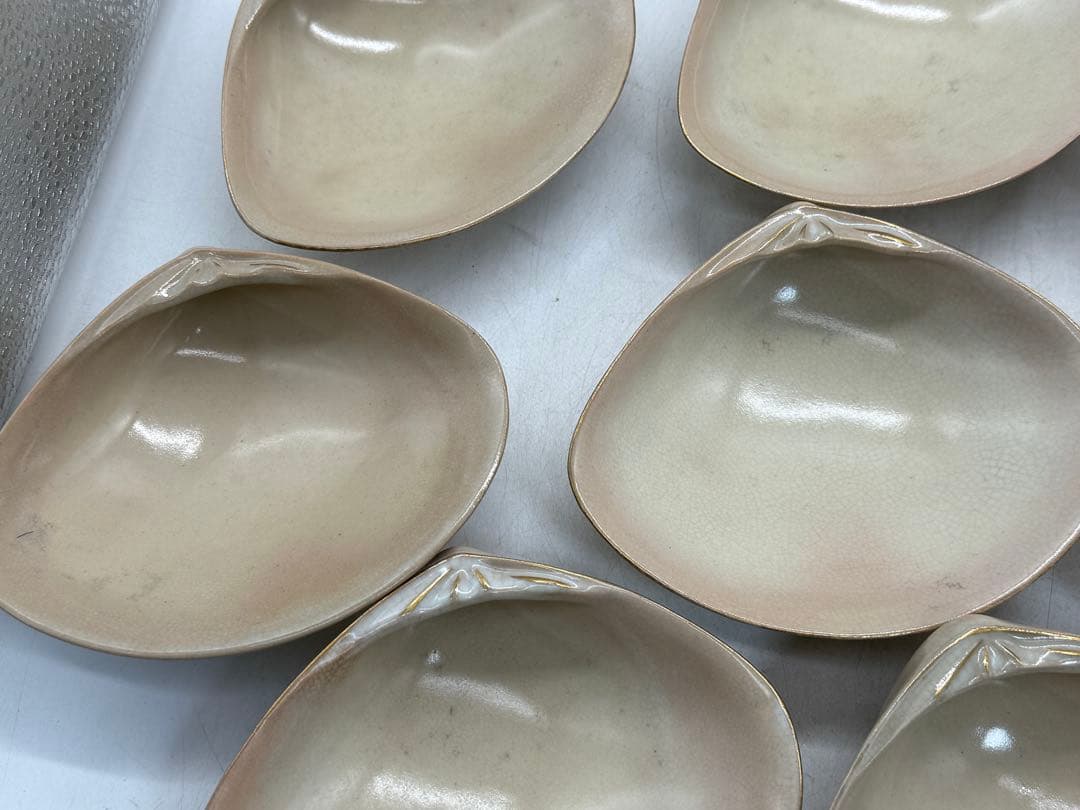 高麗地金彩山画　貝形小鉢15点　松富作　懐石料理　送料込み260206