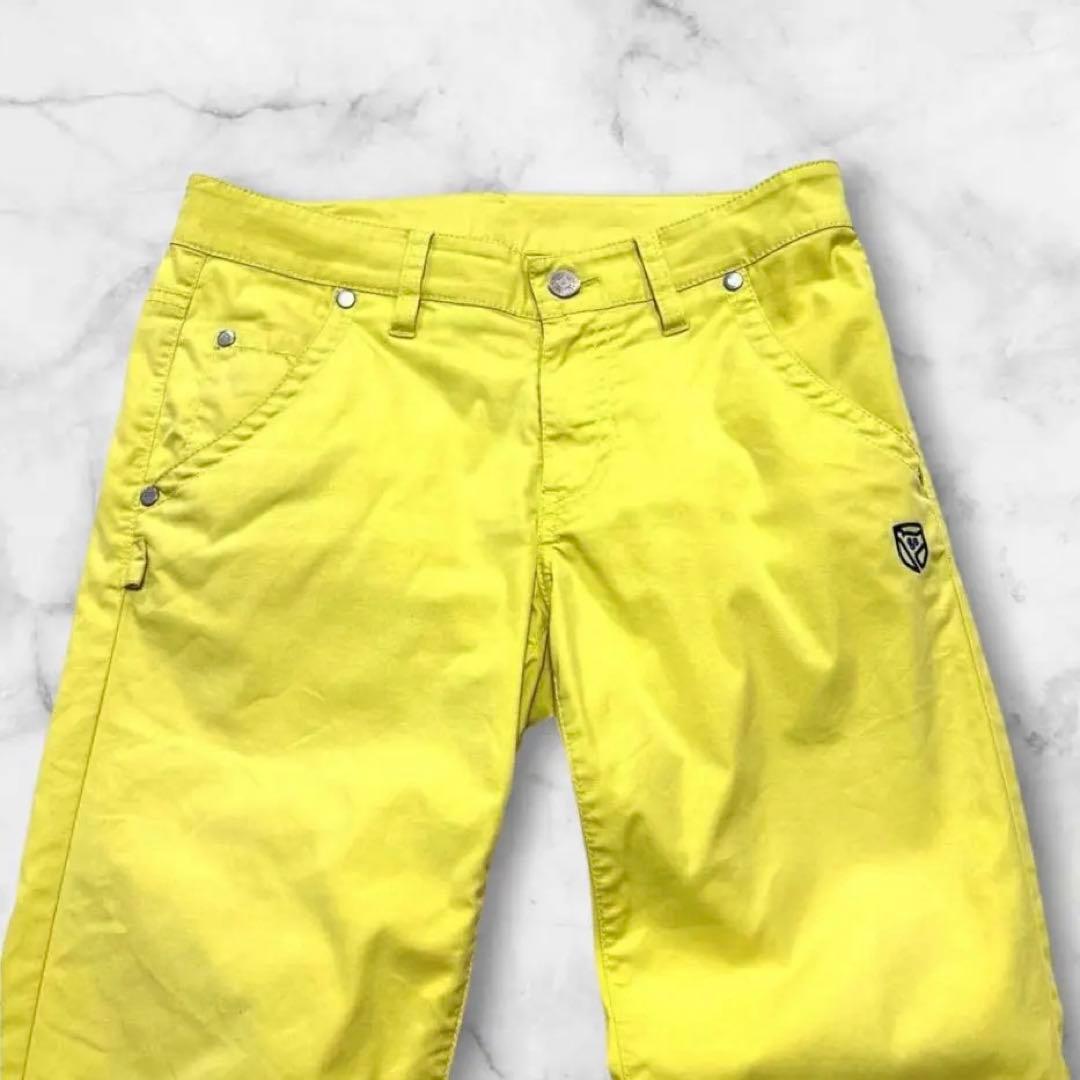 パーリーゲイツ　0/S ロングパンツ　イエロー系　バックロゴ　春夏　レディース