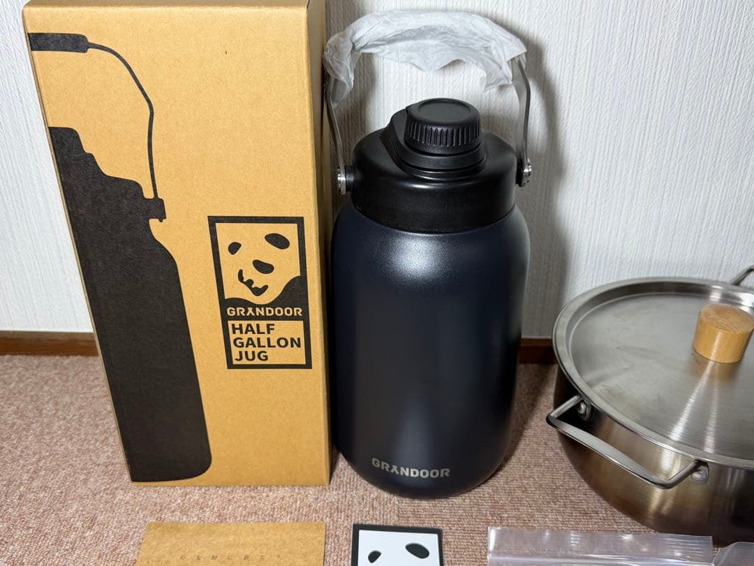 黒*傘様 新品 Grandoor ハーフガロン ジャグ 1.9ℓ 保冷・保温両用